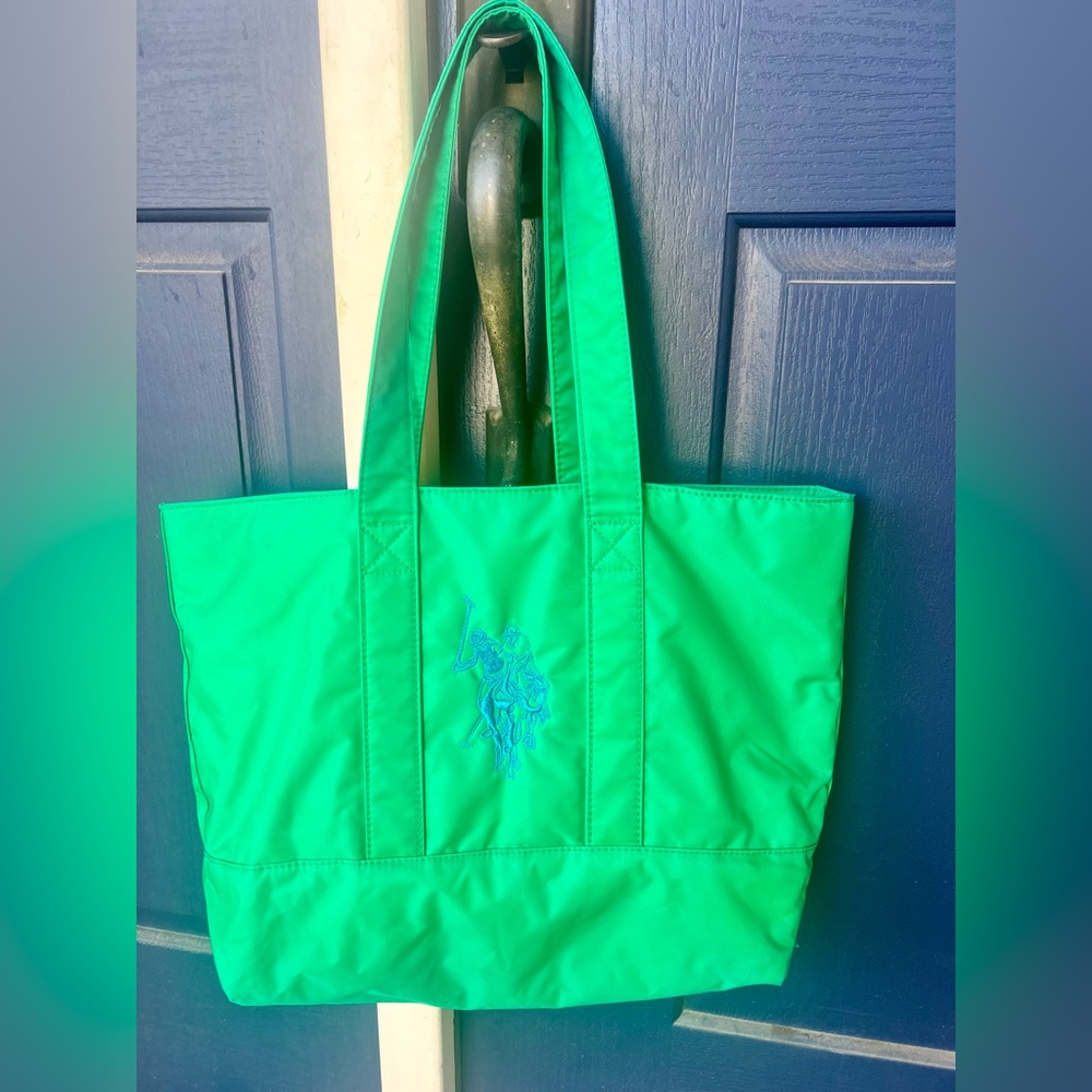 Kelly Green US Polo Big Pony Nylon Tote EUC